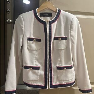 Zara Cream Blazer with Black and Red Accents